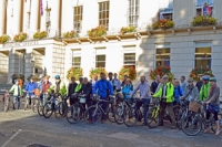 Cyclists outside the Municipal Offices