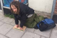 Local man Alan Dainton begging on Cheltenham street