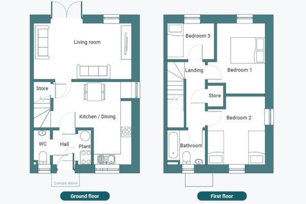 Floor plan of 3-bed house at 320 Swindon Road