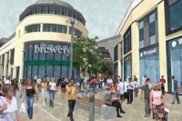 Artist's impression shows the entrance into the Brewery site following the North Place and Portland Street development
