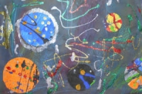 A picture of the planets for the Cheltenham Schools' Art by a pupil at Grangefield Primary School, inspired by The Planets