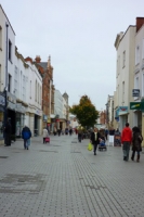 High street scene with shoppers