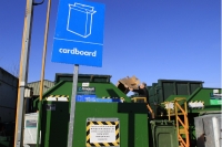 cardboard recycling skips at household recycling centre